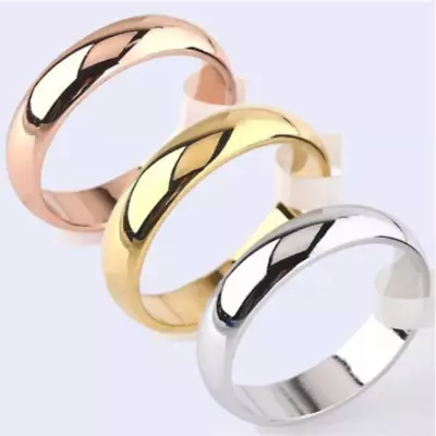 9ct 9K Gold Plated D Shaped Wedding Band Ring. White GoldYellow GoldRose Gold • £6.99