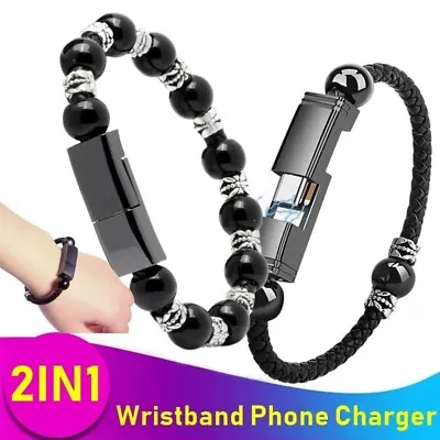 Leather Portable USB Type C And Micro Bracelet Phone Charger • $7.50