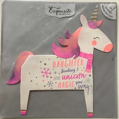 Daughter Christmas Card - Daughter Sending A Little Unicorn Magic Your Way • £1.99