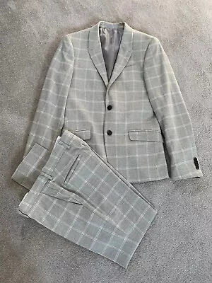 River Island Beige Check Suit - Jacket 36R Trousers 30/32 • £12