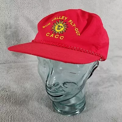 Vintage Sportcap Hat Sun Valley Fly Out CACC Red Adjustable Baseball Cap • $14.88