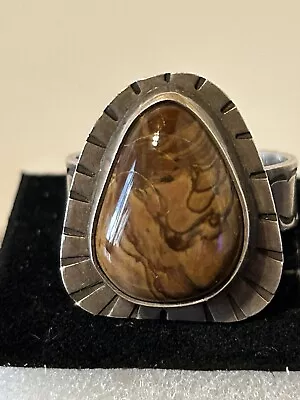 Vintage Native American Tigers Eye 925 Sterling Silver Ring Size 8-1/2 - #122 • $28