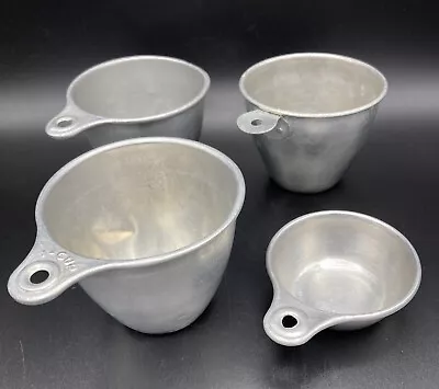 Vintage Aluminum Measuring Cups ~ Lot Of 4 ~ Ass't 1/4 Cup And 1 Cup • $11.50