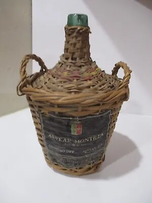 Vintage Bottle- Wicker Wrapped Alvera Montilla Sherry Spain • $79