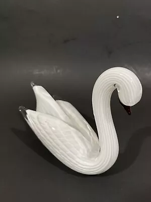 White Murano Art Glass Swan Bird Figurine  • $9.99