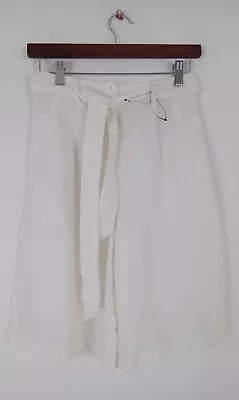 M&S Shorts White Linen Blend Belted Wide Leg NEW F2 • £9.99