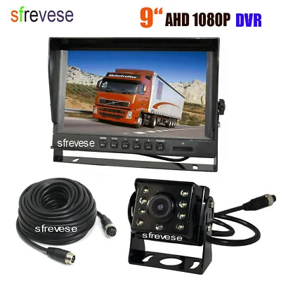 9  IPS Split SD DVR 2CH Monitor+ 4Pin AHD 1080P Car Rear View Backup Camera Kit • $90.99