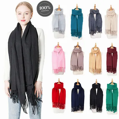 $11.99 • Buy Womens Winter 100% Cashmere Oversize Wool Thick Blanket Shawl Wrap Solid Scarf