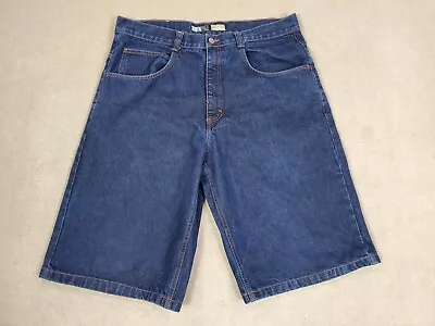 VINTAGE Southpole Shorts Mens 36 Blue Denim Jean Baggy Wide Leg Hip Hop Y2K Dark • $34.88