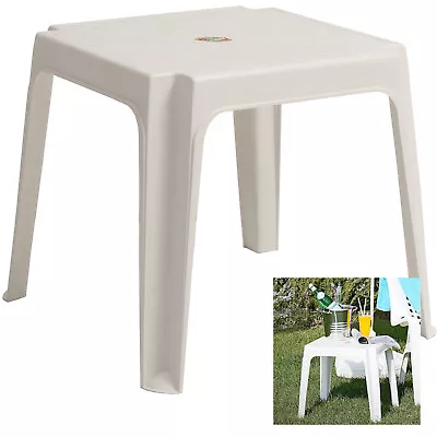 Sun Lounger Side Coffee Table White Plastic Outdoor Garden Patio Furniture Stool • £12.99