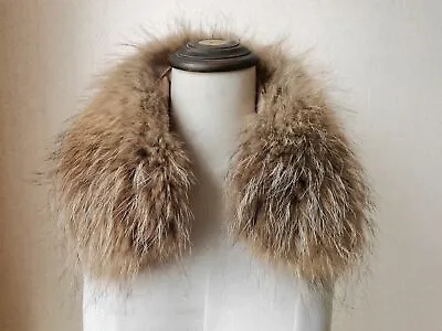 Real Raccoon Fur Collar Scarf For Jacket Coat Natural Brown High Quality 50*13cm • $19.54