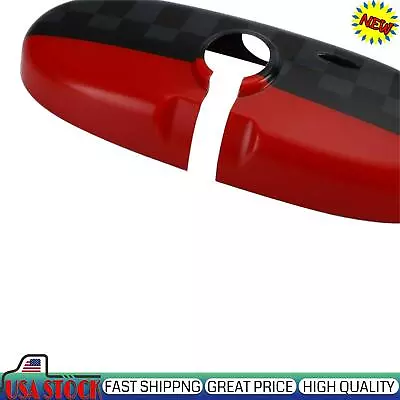 Black/Grey Checkered Red Rear View Mirror Cover For BMW MINI Cooper R55  R56 R57 • $21.63