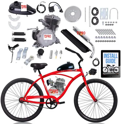 80cc Motorized 2-Stroke Upgrade Bike Conversion Kit DIY Gas Engine Bicycle Motor • $199.56
