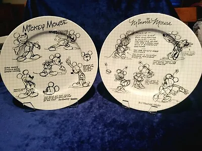 Disney Mickey & Minnie Mouse Sketchbook Plates.  10 1/4  Diameter.   Ceramic.   • $22.49