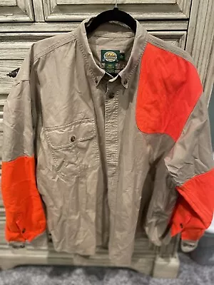 Cabellas Outdoor Gear Mens 100 % Cotton Long Sleeve Shirt Khaki & Orange XL Reg • $23.95