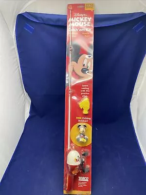 Disney Vintage Mickey Mouse Fishing Pole Catch 'Em Kit Rod & Reel W/ Bobber NOS • $34.99