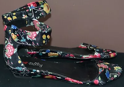 I Love Billy Floral Strappy  Sandals Ankle Straps Hook  Loop Size 40 • $19.95
