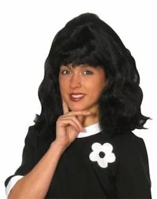 Ladies Chick Girl 60's 70's Wig Long Singer Black Bouffant Hair Style Women's • £10.99