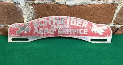 Vintage Original SCHNEIDER AERO SERVICE FRESNO Ca. License Plate Topper Biplane • $9.50