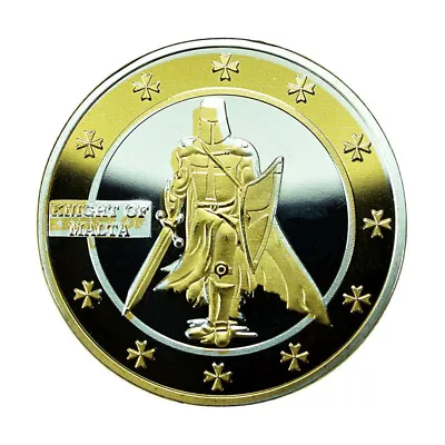 Malta Medal Maltese Cross / Knight 34mm Gold Plated 04158 • $44.99