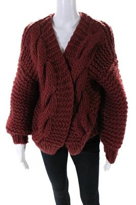 $299.99 • Buy I Love Mr. Mittens Womens Open Front Chunky Open Knit Wool Cardigan Red Size XS