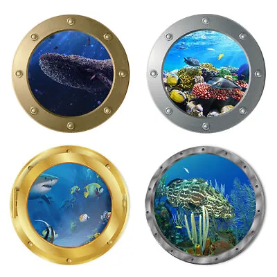 $4.33 • Buy 3D Porthole Underwater Wall Stickers Bathroom Sea Life Animal Decal Vinyl Poster