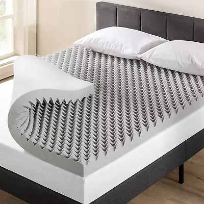 Mellow 4 Inch Egg Crate Memory Foam Mattress Topper With Infusion QueenCharcoa • $154.99