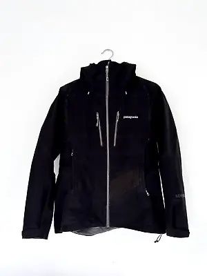Patagonia Triolet Women Medium Hooded Jacket Black Goretex 83406 Waterproof • $195.56