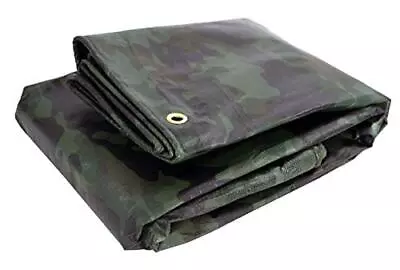 Heavy Duty Waterproof Camo Tarp - Reversible Camouflage/Green Tarp - 6x8 With... • $26.48