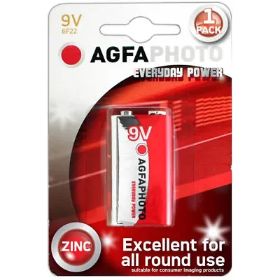 AGFA 9v Block Battery Smoke Alarm PP3 6LR61 LR22 MN1604 6F22R EXPIRY 06/2026 • £2.35