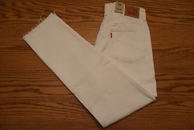 NWT WOMEN'S LEVI JEANS 501 Original Straight High Rise Button Fly Distress White • $39.99