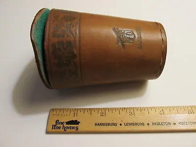 Rare Vintage Rare Bariloche Leather Dice Cup 1/2  Poker Dice Storage With Cover • $49.97