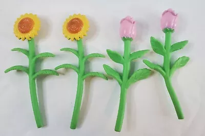 Barbie DOLLHOUSE Miniature Accessory GARDEN Sunflower Rose Flower Lot Of 4 • $9.99