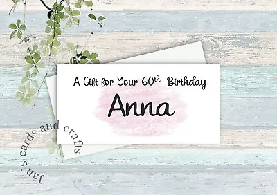 Special Birthday Money Voucher Wallet Personalised Gift 18th 21st 40th 50th • £2