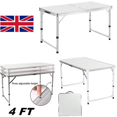 £23.78 • Buy 4ft Camping Table Heavy Duty Folding Trestle Table Picnic BBQ Party Aluminium UK