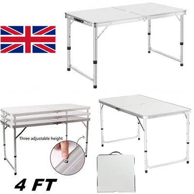 £23.78 • Buy 4ft Camping Table Heavy Duty Folding Trestle Table Picnic BBQ Party Aluminium UK