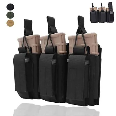 Tactical Molle Mag Pouch Open Top Triple Rifle Magazine Pouch Holder Carrier • $14.99