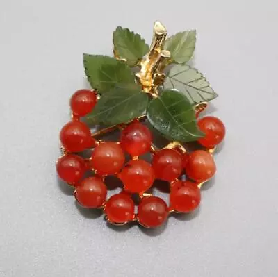 Vintage Swoboda Jade And Carnelian Cluster Gold 1.75  Brooch • $75