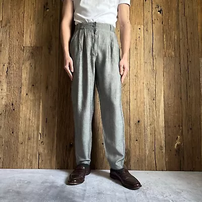 Men's Vintage 1970s French Workwear Linen Grey Light Pants Size 30 • $55