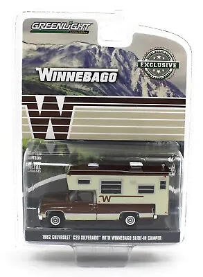 1:64 GreenLight *WINNEBAGO* Chestnut 1982 Chevy Silverado W/Slide-In Camper NIP • $8.99