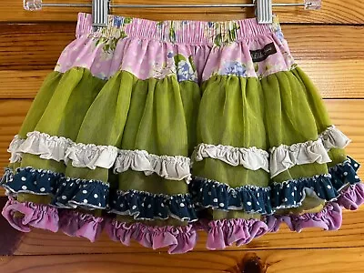 Matilda Jane Sea Salt Skirt Girls Good Hart Tiered Tulle Size 2 • $28.99