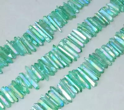 Green Titanium Quartz Cluster Point Titanium Quartz Points Strand Raw Quartz • $11.49