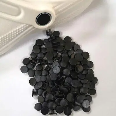 £5.75 • Buy 100PCS DIY Plastic Buttons Black Ornaments For Shoes U5 Croc TOP Buckles V0Q4