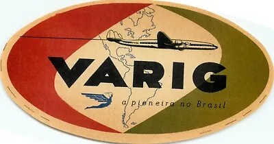 VARIG AIRLINE ~BRAZIL~ Great Old Luggage Label C. 1955   ORIGINAL • $9.49
