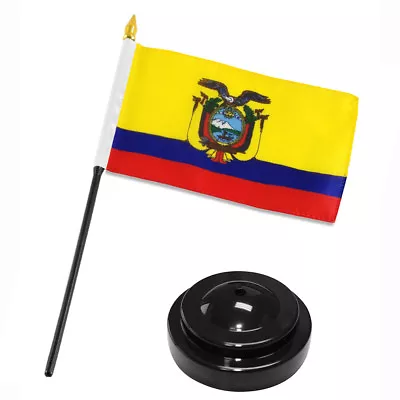 Ecuador 4 X6  Flag Desk Set Table Stick Black Base • $6.74