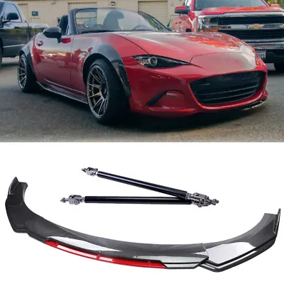 For Mazda MX-5 Miata 06-2022 Carbon Style Front Bumper Lip Splitter + Strut Rods • $99.99