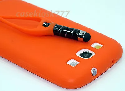 For Samsung I9300 Galaxy S3 S III Phone Orange Attached Stylus Case Silicone  • $7.80