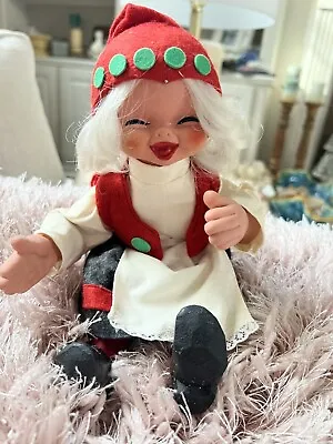 Latex Norge Christmas Elf Doll Vintage 9” Sitting Rubber Norwegian Arne Hassle • $58