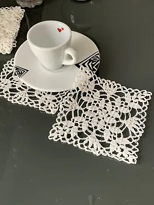 White Vintage Hand Crochet Lace  Coaster Doilie Handmade  100% Cotton • £2.99