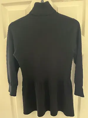 M&S Size 12 Black Jumper Polo Neck Frilled At The Bottom • £15